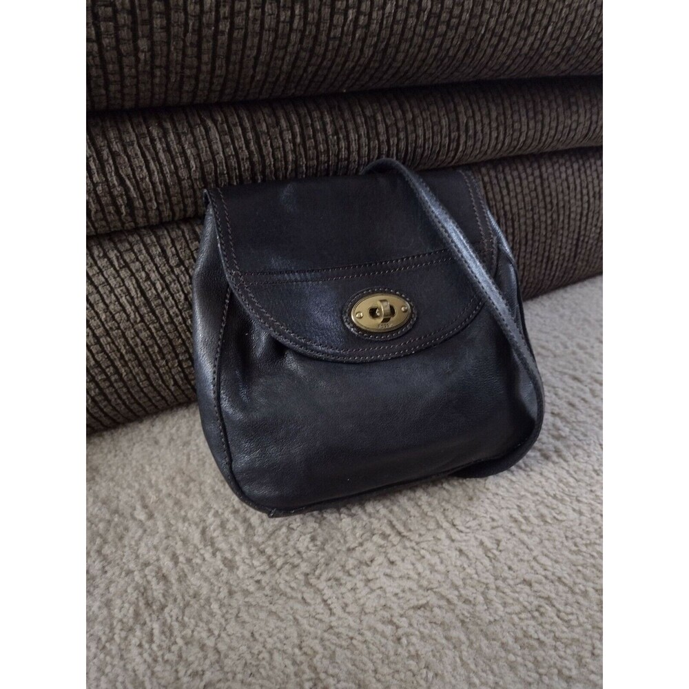 Fossil black leather crossbody bag